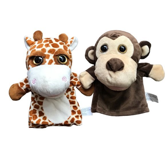 Kelly Toys Kid's Imaginative Play, Montessori Giraffe, Monkey Hand Puppets - Picture 1 of 8